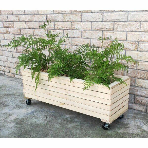 Ejoy 18'' x 48'' x16'' Wood Planter Box w/Wheels 48x18x16SolidWoodPlanter